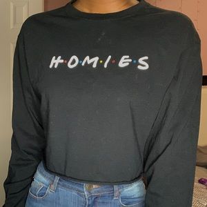 Black graphic ‘homies’ crop top Longsleeve M